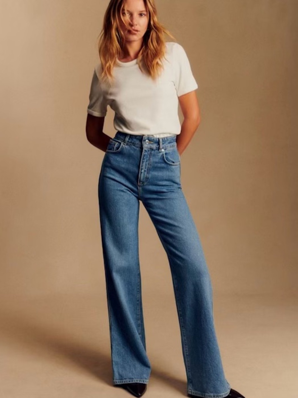 Sezane High Rise Indigo Straight Leg Women’s Jeans Sz 16